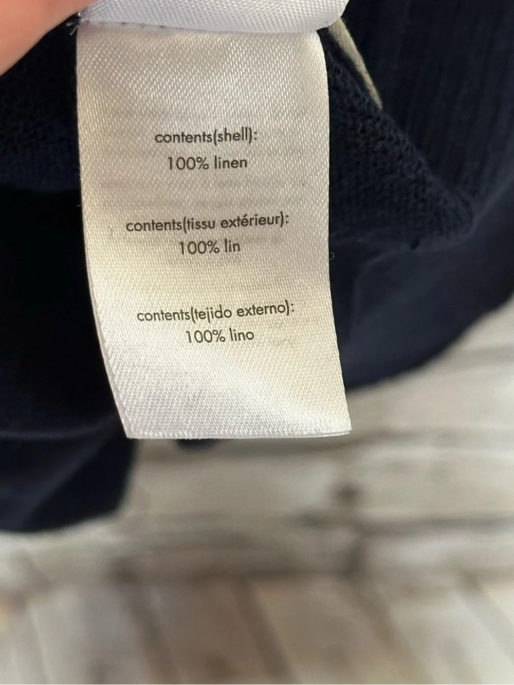 ONIA Sweater Mens Large Deep Navy Blue Johnny Polo 100% Linen Long Sleeve V-Neck